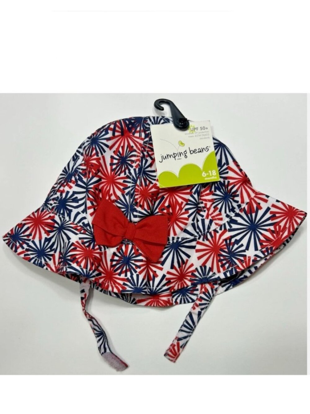 Girls Sun Hat Fireworks Print Patriotic Labor Day July 4TH UPF Summer 6-18M